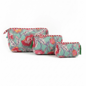 Summer sky blue floral printed essential pouch